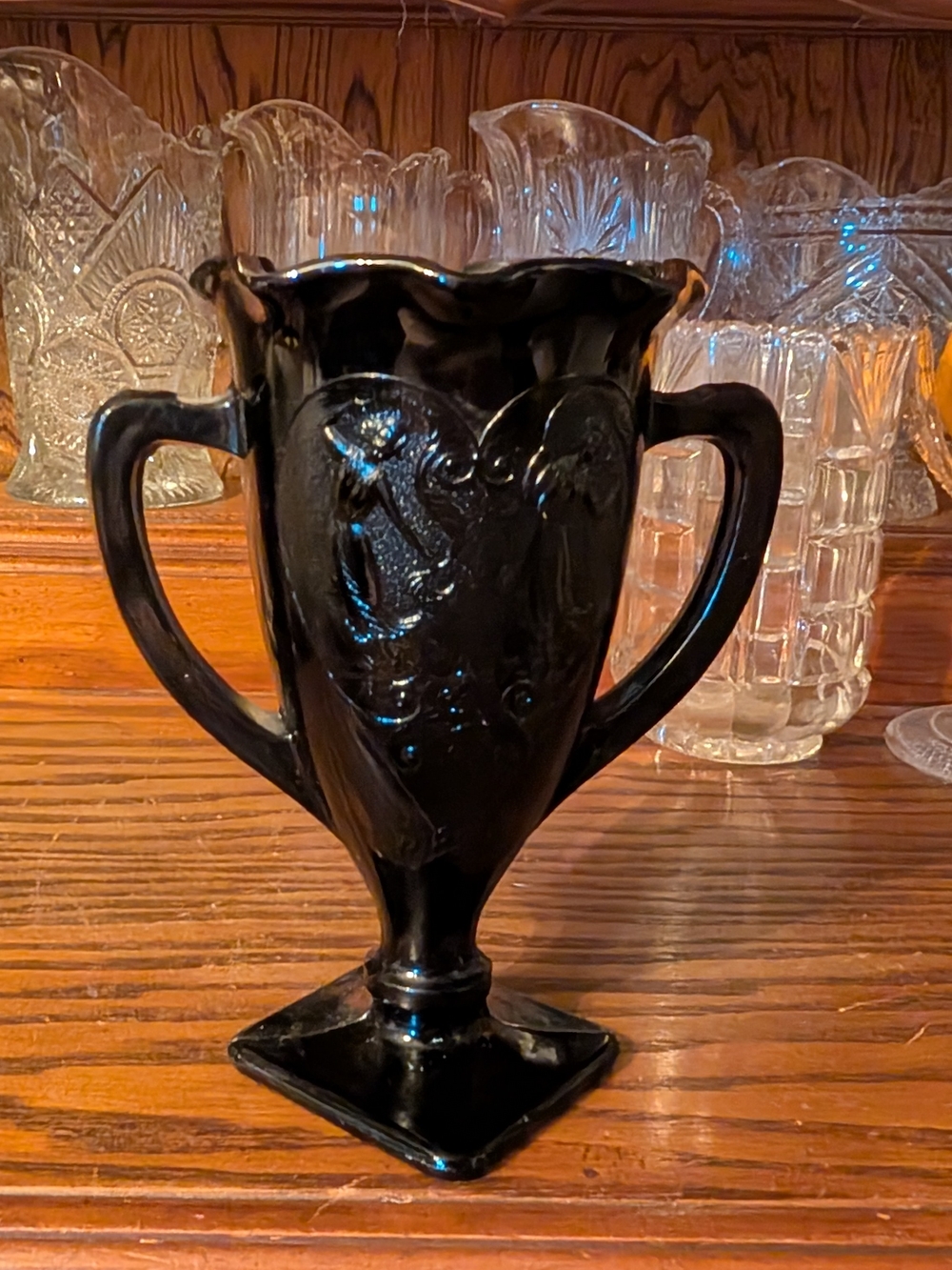 Black Decorative Double-Handled Ceramic Vase - Brand Unknown